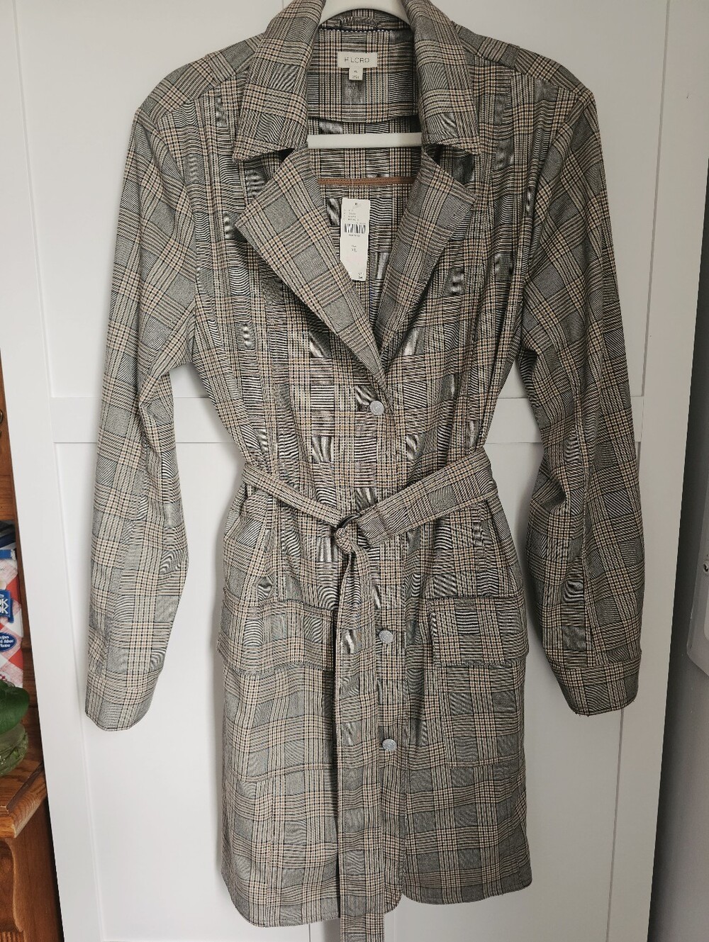 NWT Anthropologie Pilcro Plaid Belted Blazer Trench Mini Dress Size XL